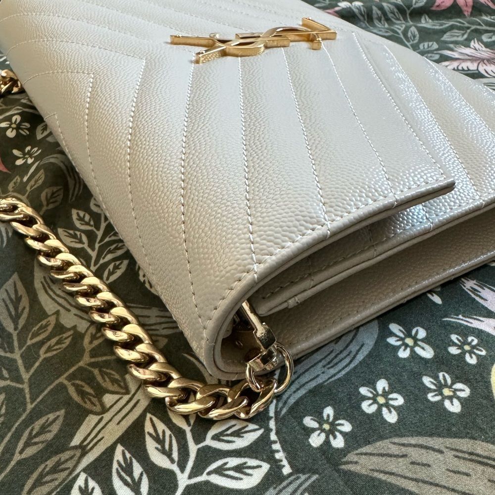 Saint Laurent YSL Cassandre Quilted Matelassé Envelope Flap Leather Clutch Pouch - Picture 6 of 15